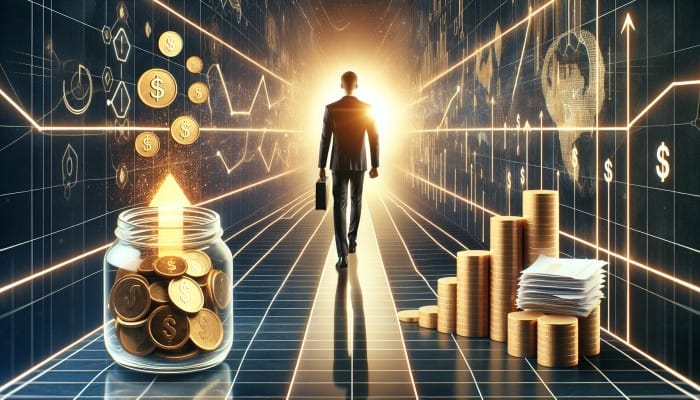 How Debt Consolidation Differs From Restructuring: Key Differences | DCL A person walking a bright path, symbolizing financial planning and empowerment with documents and a savings jar.