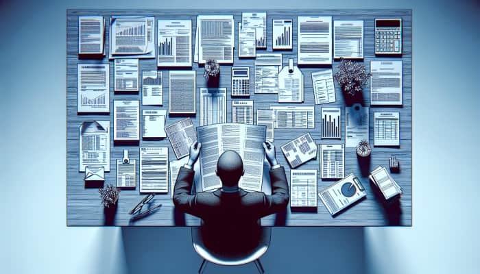 How Debt Consolidation Worked For Medical Debt: A Guide | DCL Person at desk with bills, considering debt consolidation document, hopeful.