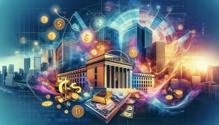 Debt Consolidation With Variable Interest Rates: A Guide | DCL Debt Consolidation With Variable Interest Rates: A graph illustrating variable interest rates' fluctuations, with economic indicators and a central bank in the background.