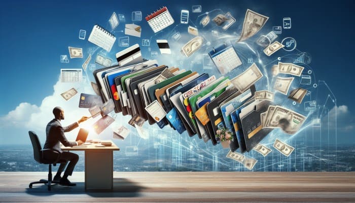 Starting Debt Consolidation with Bad Credit: A UK Guide | DCL Starting Debt Consolidation with Bad Credit: Person organizing credit cards, loan papers into a single folder, symbolizing debt consolidation.
