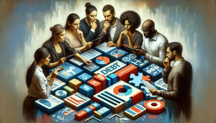 Debt Consolidation Loans for Unemployed People: A Guide | DCL A diverse group analyzing debt consolidation loans with financial charts in the background.