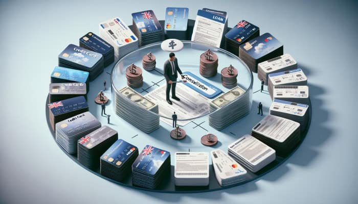 Debt Consolidation Loan Repayment Hacks: Smart Strategies | DCL Debt Consolidation Loan Repayment Hacks: Person in the UK consolidating multiple debts into one loan, symbolizing financial relief and freedom.