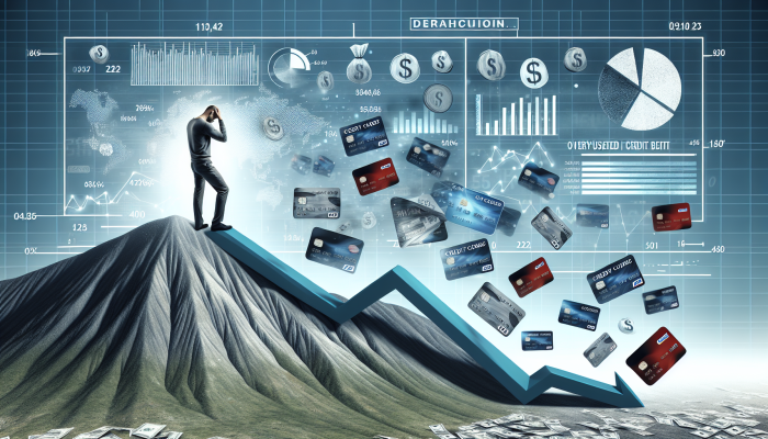 Credit Score Tips for Debt Consolidation Success: UK Guide | DCL Graph showing sharp decline in credit score due to missed payments and high credit use, with concerned person.