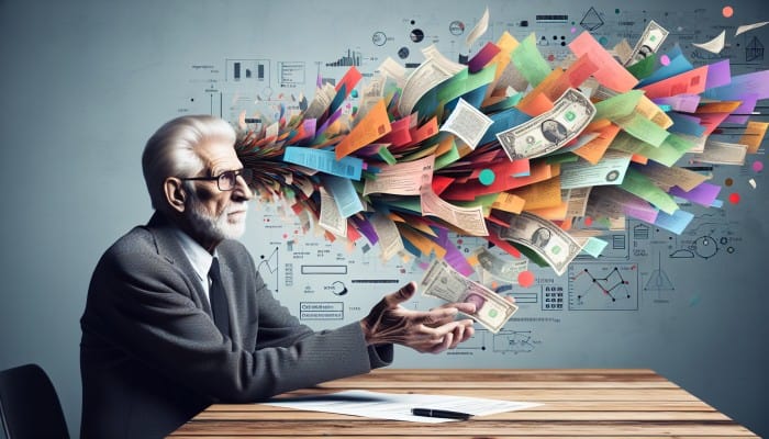 How Debt Consolidation Worked for Retirees: A Guide | DCL How Debt Consolidation Worked for Retirees: An elderly retiree consolidates multiple bills into one, symbolizing financial peace and simplicity.