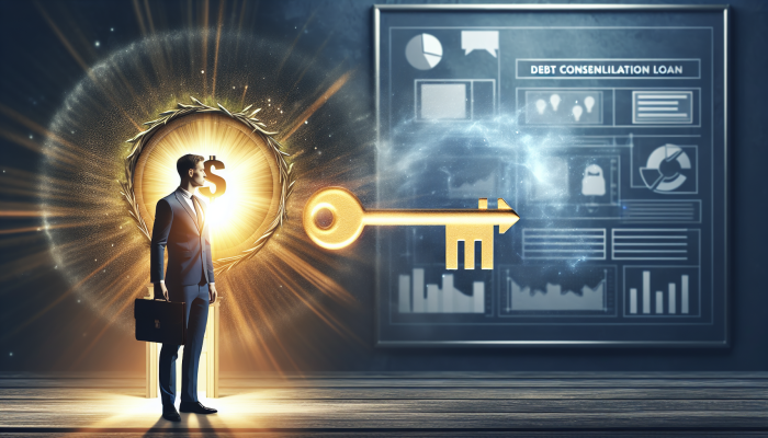 Debt Consolidation Loans for Non-Residents: A Comprehensive Guide | DCL A non-resident in the UK unlocks financial freedom with a debt consolidation loan, symbolized by a glowing key.