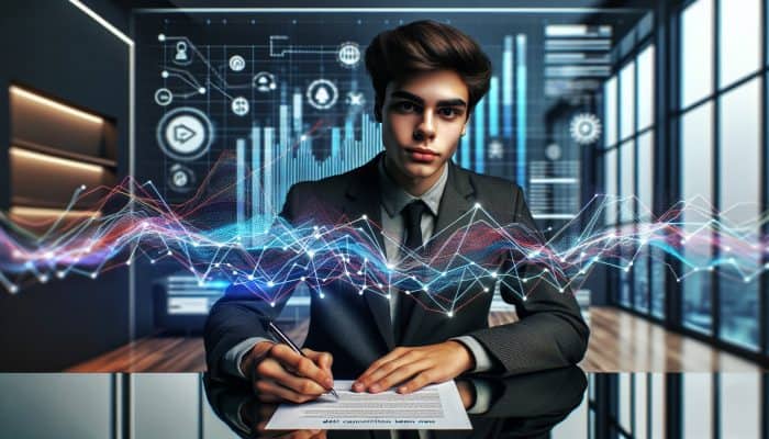 Debt Consolidation Loan Age Restrictions: A young adult signing a debt consolidation loan at a UK bank, symbolizing financial maturity.