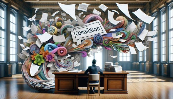 How to Consolidate Student Loan Debt: A person at a desk merging multiple loan documents into one, symbolizing student loan consolidation and financial relief.