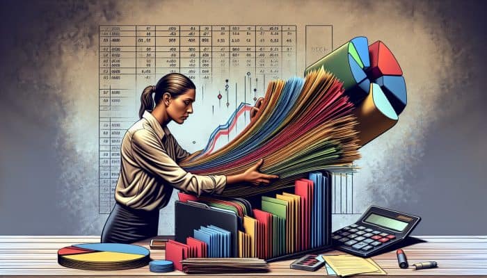 Best Debt Consolidation Loan Calculators: A person consolidating colorful debt papers into one folder, with UK financial charts and a calculator showing reduced interest rates.