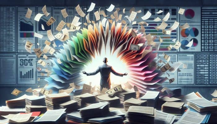 How to Get a Debt Consolidation Loan Fast: UK Guide | DCL How to Get a Debt Consolidation Loan Fast: Person relieved as multiple colorful debt papers merge into one manageable loan document with lower interest rate.