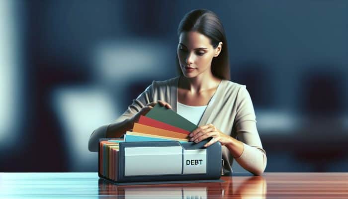 How to Negotiate Debt Consolidation Fees: UK Guide | DCL How to Negotiate Debt Consolidation Fees: A person consolidating colorful debt papers into one modern folder, symbolizing financial relief.