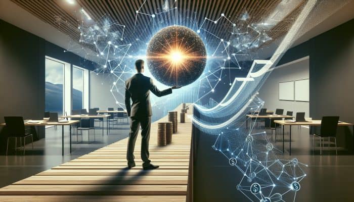 Debt Consolidation and Job Loss Risks: Essential Tips | DCL Professional merges tangled debt chains into glowing orb on bridge to stable career with rising graphs and serene horizon.