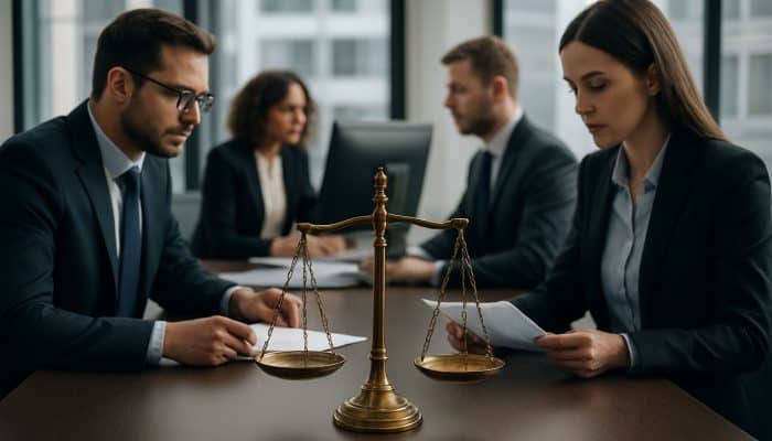 Ensuring Balances Report As Satisfied: Essential Tips | DCL Auditors in a modern office reviewing financial reports on screens, with a balance scale symbolizing UK compliance.