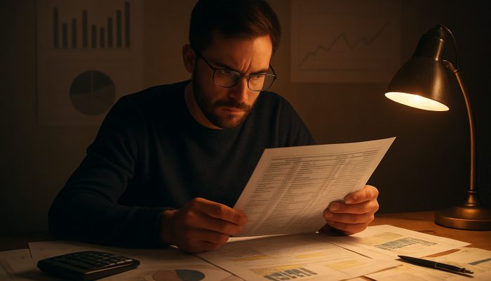 How To Track Every Balance You Owe: Effective Strategies | DCL Individual reviewing UK bank statements and debt graphs for financial insight.